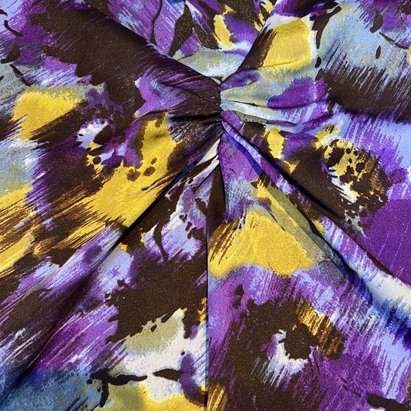 MICHAEL Michael Kors Silky Abstract Print Asymmetrical Neckline Top Shell Blouse - Picture 2 of 6